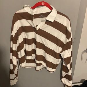 Hollister Brown Striped Collared Polo